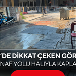 Salihli’de dikkat çeken görüntü ! Esnaf yolu halıyla kapladı