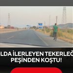Salihli-Gölmarmara Yolunda Tekerlek Yerinden Çıktı, Sürücü Peşinden Koştu! O Anlar Kamerada