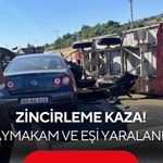 Kaymakam ve eşi kazada yaralandı! Zincirleme kazada 4 yaralı
