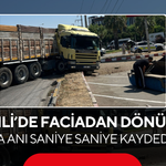 Salihli’de faciadan dönüldü… Kaza anı saniye saniye kaydedildi !