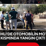 Salihli’de otomobilin motor kısmında yangın çıktı