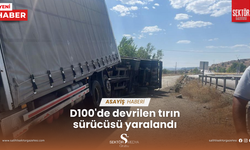 D100'de devrilen tırın sürücüsü yaralandı