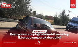 Kamyonun çarptığı otomobil savrulup iki araca çarparak durabildi