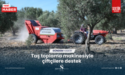 Taş toplama makinesiyle çiftçilere destek