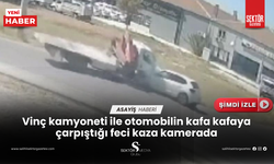 Vinç ile otomobil kafa kafaya çarpıştı, 1 kişi yaralandı: Kaza anı kamerada