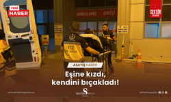 Eşine kızdı, kendini bıçakladı!