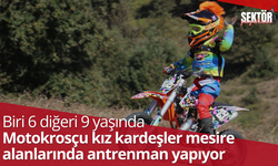 Motokrosçu kız kardeşler mesire alanlarında antrenman yapıyor