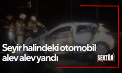 Seyir halindeki otomobil alev alev yandı