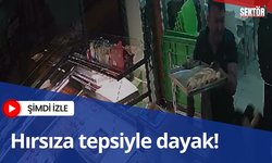 Kasaya dalan hırsız tepsiyi başına yedi