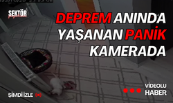 Deprem anında yaşanan panik kamerada