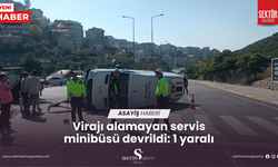 Virajı alamayan servis minibüsü devrildi: 1 yaralı