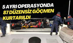 5 ayrı operasyonda 87 düzensiz göçmen kurtarıldı