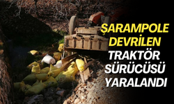 Şarampole devrilen traktör sürücüsü yaralandı