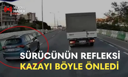 Sürücünün refleksi kazayı böyle önledi