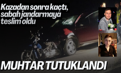 Otomobil motosiklete çarptı, alkollü olduğu öne sürülen muhtar tutuklandı