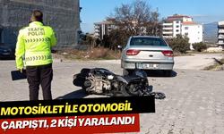 Motosiklet ile otomobil çarpıştı, 2 kişi yaralandı