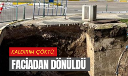 Kaldırım çöktü, faciadan dönüldü