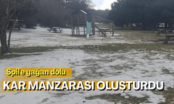 Spil'e yağan dolu kar manzarası oluşturdu