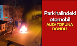 Park halindeki otomobil alev topuna döndü