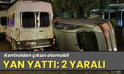 Kontrolden çıkan otomobil yan yattı: 2 yaralı