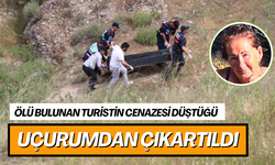 Ölü bulunan turistin cenazesi düştüğü uçurumdan çıkartıldı