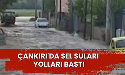 Çankırı'da sel suları yolları bastı