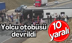 Yolcu otobüsü devrildi: 10 yaralı