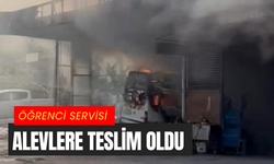 Öğrenci servisi alevlere teslim oldu