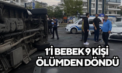 Otomobil ile şehir içi minibüs çarpıştı: 1’i bebek 9 yaralı