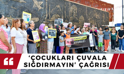 Manisalı kadınlardan ‘Çocukları çuvala sığdırmayın’ çağrısı