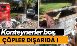 Salihli sokaklarında üzücü görüntüler… Çöp konteynerleri boş olmasına rağmen çöpler dışarıda !