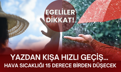 Egeliler dikkat! Yazdan kışa hızlı geçiş… Hava sıcaklığı 15 derece birden düşecek