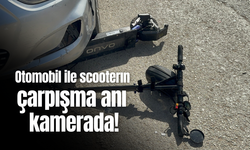 Otomobil ile scooterın çarpışma anı kamerada!