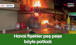 Hediyelik eşya mağazası alev alev yandı. Havai fişekler peş peşe böyle patladı...