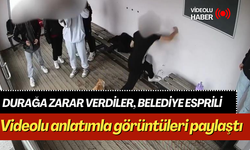 Durağa zarar verdiler, belediye esprili videolu anlatımla görüntüleri paylaştı