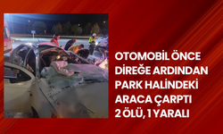 Otomobil önce direğe ardından park halindeki araca çarptı: 2 ölü, 1 yaralı