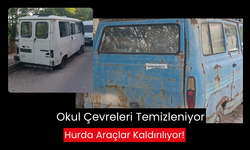 Okul çevrelerinde atıl duran hurda araçlar kaldırılıyor