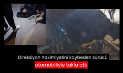 Direksiyon hakimiyetini kaybeden sürücü otomobiliyle takla attı