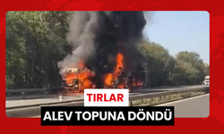 Otoyolda feci kaza: Tırlar alev topuna döndü, sürücüleri ağır yaralandı