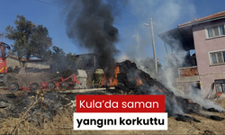 Kula’da saman yangını korkuttu