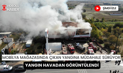 Mobilya mağazasında yangın çıktı | Havadan çekilen görüntüler şok etti!