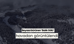 Beyaza bürünen ‘Balık Gölü' havadan görüntülendi