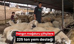 Yangın mağduru çiftçilere 225 ton yem desteği