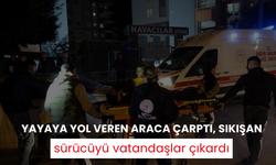 Yayaya yol veren araca çarptı, sıkışan sürücüyü vatandaşlar çıkardı