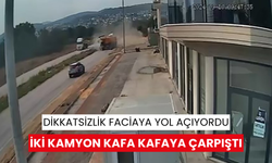 Dikkatsizlik faciaya yol açıyordu: İki kamyon kafa kafaya çarpıştı