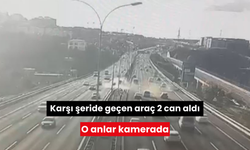 Karşı şeride geçen araç 2 can aldı... O anlar kamerada