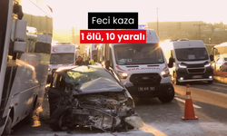 Karşı şeride geçen otomobil servisle çarpıştı: 1 ölü, 10 yaralı