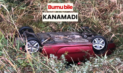 Takla atarak dereye uçan otomobilden burnu bile kanamadan çıktı