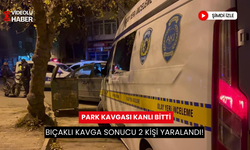 Parktaki kavgada 2 kişi bıçakla yaralandı...  Yaralının sedyeyle acile taşınması kameralara yansıdı