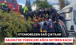 Salihli’de kontrolden çıkan otomobil refüjden aşağıya uçtu: 1 yaralı